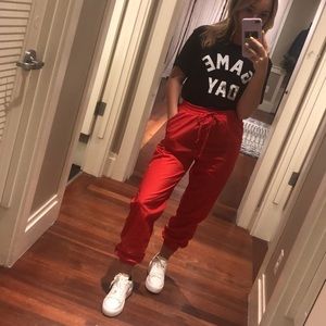 Red Windbreaker Joggers